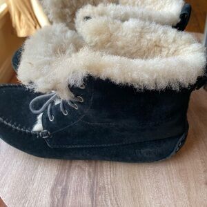 UGG Black and Cream Winter Boots